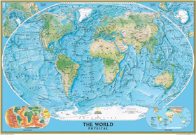 World Physical Ocean Floor Wall Map