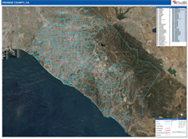 Orange County, CA Wall Map