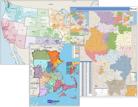 Sales Territory Wall Maps Designed for Your Business