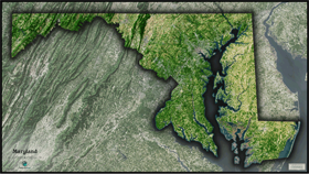 Maryland Satellite Wall Map