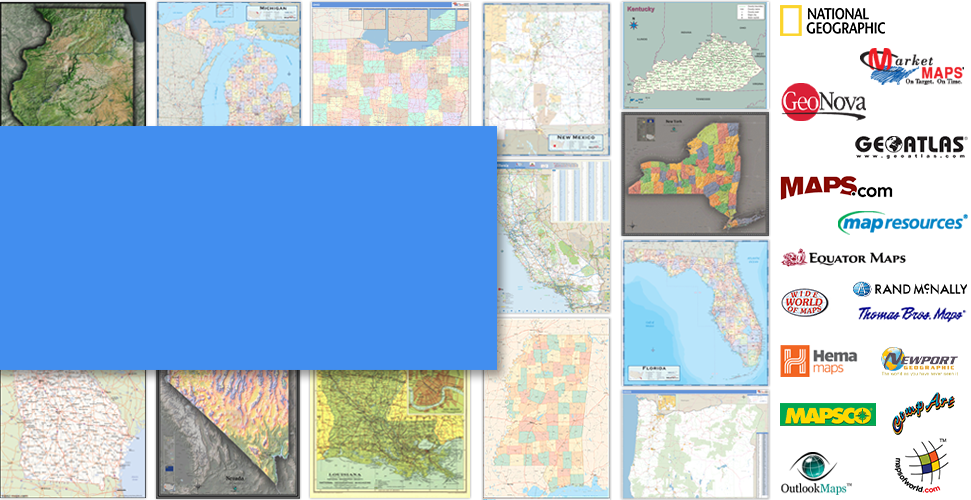 State Wall Maps Header Maps of every state in the US.