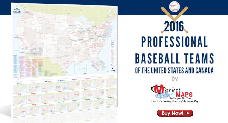 Professional Baseball Teams of the US and Canada by MarketMAPS!
