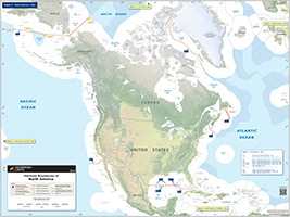 Maritime Boundaries of North America Wall Map