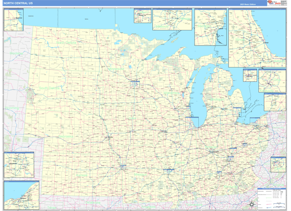 US North Central 2 Regional Wall Map