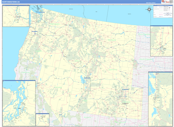 US Northwest 2 Regional Wall Map