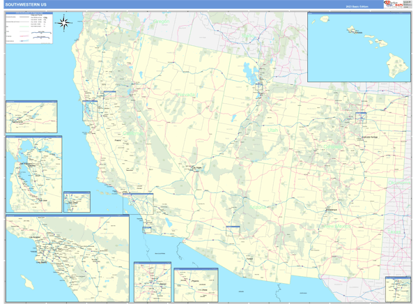 US Southwest Regional Wall Map