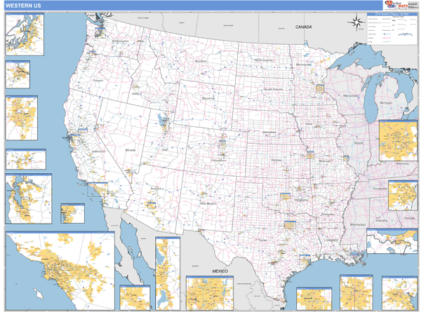 US Western Regional Wall Map