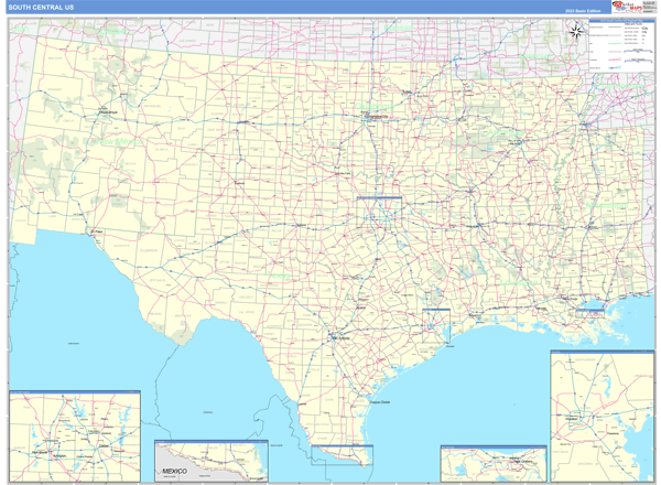US South Central Regional Wall Map