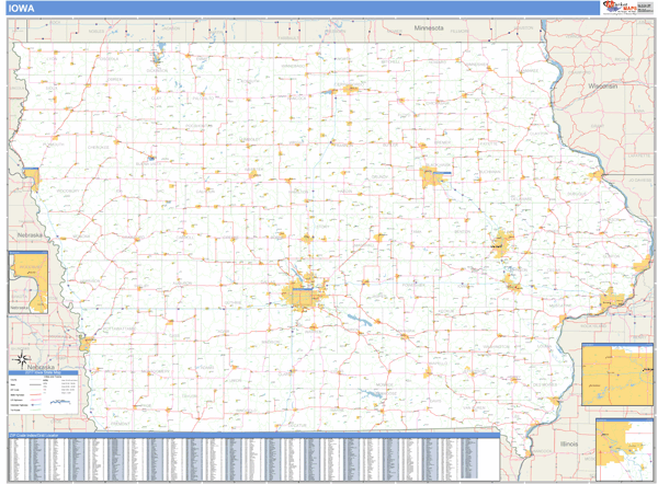 Iowa Zip Code Wall Map Basic Style By Marketmaps