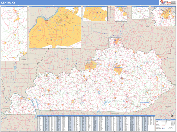 Kentucky Zip Code Wall Map Basic Style By Marketmaps | Free Nude Porn ...