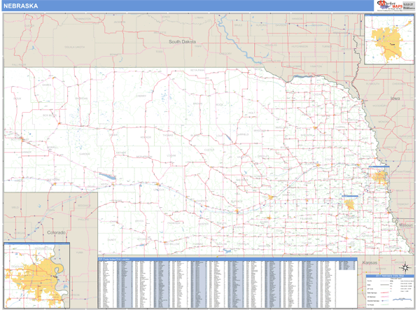 Nebraska Zip Code Wall Map Basic Style By Marketmaps