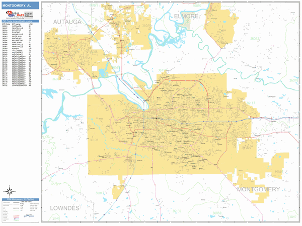 montgomery zip code map Montgomery Alabama Zip Code Wall Map Basic Style By Marketmaps montgomery zip code map