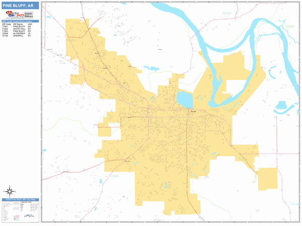 Pine Bluff Zip Code Map Pine Bluff Arkansas Zip Code Wall Map (Basic Style) By Marketmaps - Mapsales