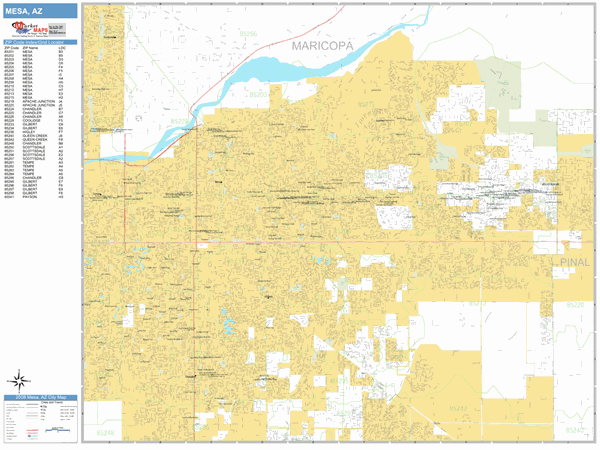 Mesa Zip Codes Map Mesa Arizona Zip Code Wall Map (Basic Style) By Marketmaps - Mapsales