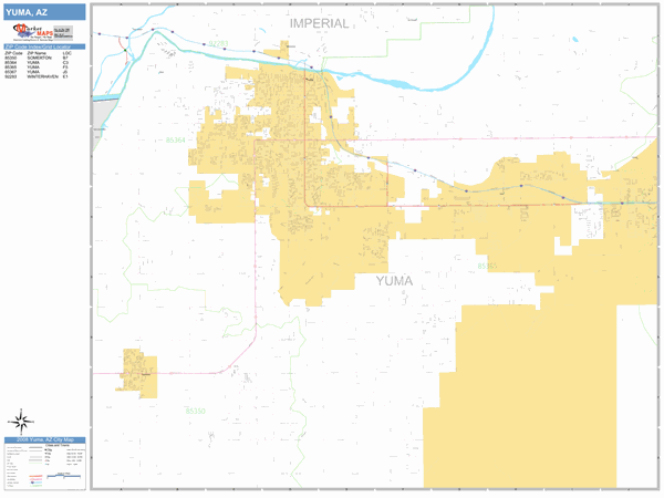 Yuma Az Zip Code Map Yuma Arizona Zip Code Wall Map (Basic Style) By Marketmaps - Mapsales