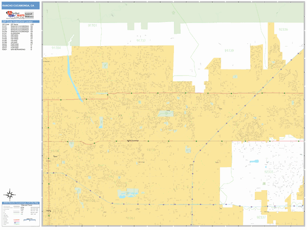 Rancho Cucamonga Zip Code Map Rancho Cucamonga California Zip Code Wall Map (Basic Style) By Marketmaps -  Mapsales.com