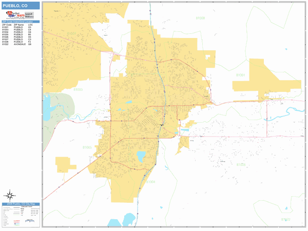 Pueblo Zip Code Map – Map Vector
