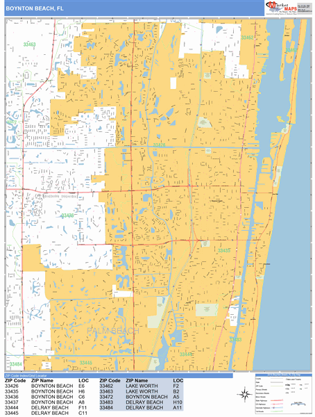 Boynton Beach Florida Wall Map Basic Style By Marketmaps