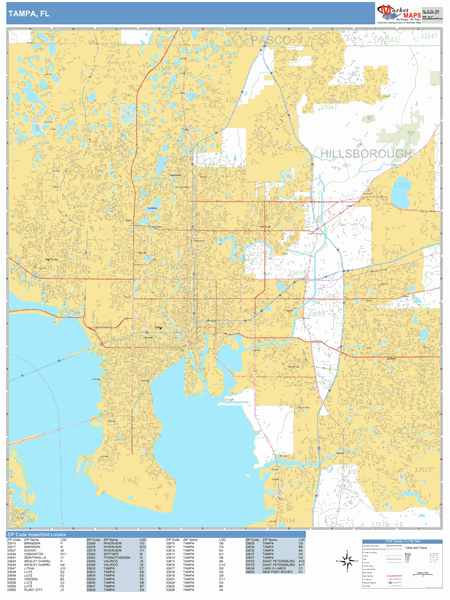 Zip Code For Florida Tampa Tampa Florida Zip Code Wall Map (Basic Style) By Marketmaps - Mapsales