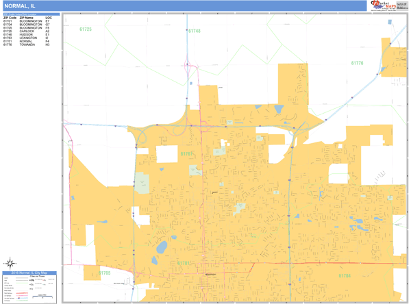 Normal Il Zip Code Map Normal Illinois Zip Code Wall Map (Basic Style) By Marketmaps - Mapsales