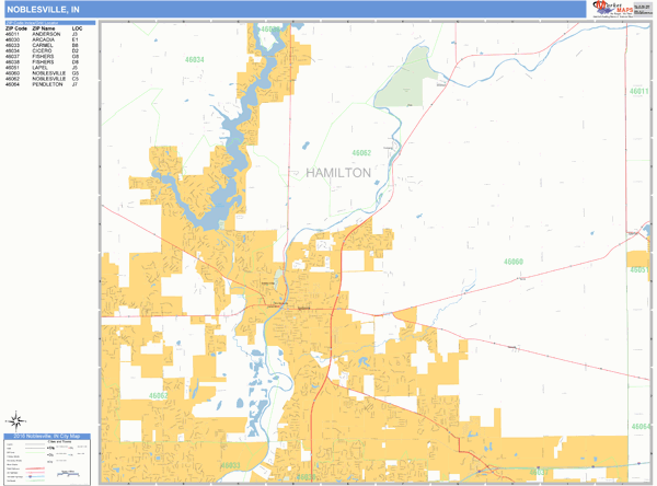Noblesville Zip Code Map Noblesville Indiana Zip Code Wall Map (Basic Style) By Marketmaps - Mapsales