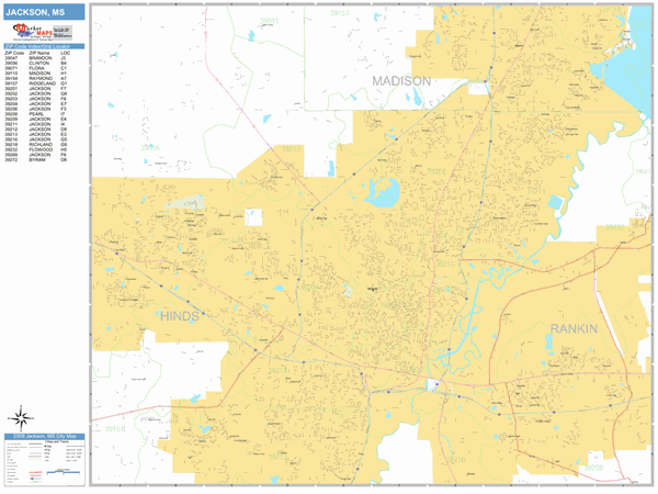 Basic ZIP Code Map of Jackson Mississippi