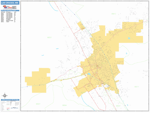 Las Cruces Zip Code Map Las Cruces New Mexico Zip Code Wall Map (Basic Style) by MarketMAPS
