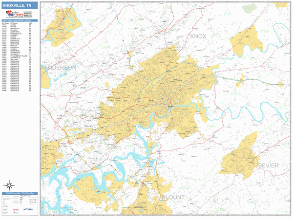 Printable Knoxville Zip Code Map
