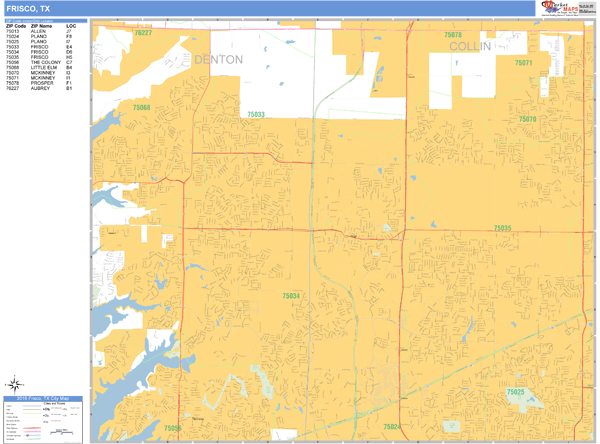 Frisco Texas Wall Map Basic Style By Marketmaps