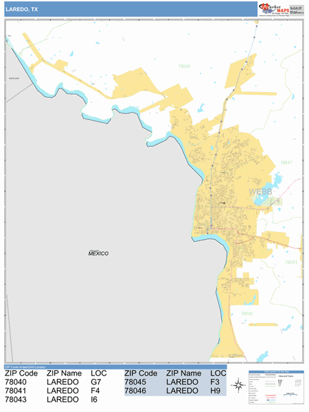 Laredo Zip Code Map Laredo Texas Zip Code Wall Map (Basic Style) By Marketmaps - Mapsales