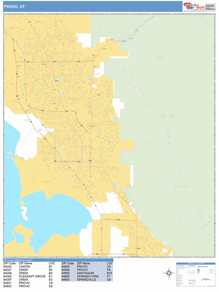 Provo Zip Code Map Provo Utah Zip Code Wall Map (Basic Style) By Marketmaps - Mapsales