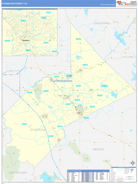 Stanislaus County Zip Code Map | Time Zones Map
