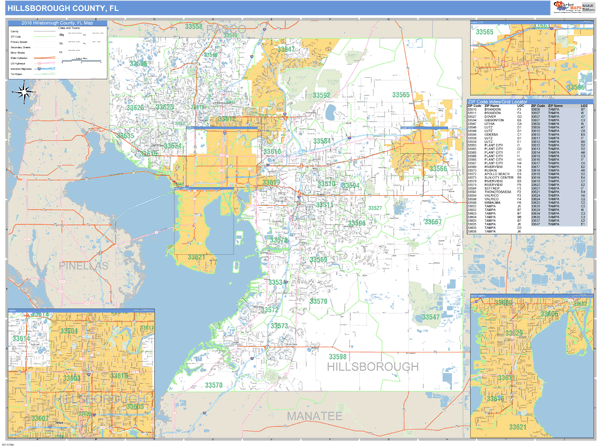 Hillsborough County, FL Wall Map Premium Style by MarketMAPS - MapSales