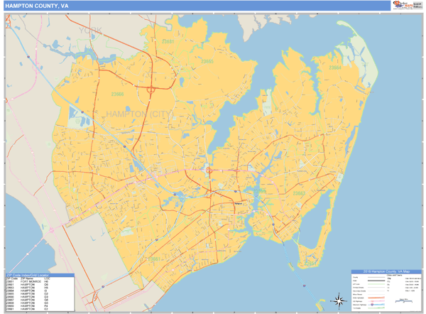 Hampton County VA Wall Map Basic Style By MarketMAPS Hampton County VA Wall Map Basic Style By MarketMAPS