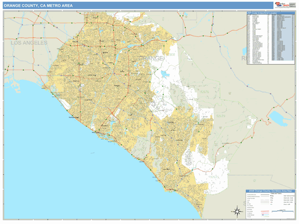 Orange County Metro Area Zip Code Wall Map Orange County Metro Area Zip Code Wall Map