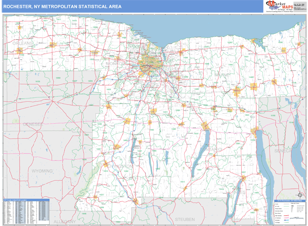 Rochester Ny Metro Area Zip Code Wall Map Basic Style By Marketmaps