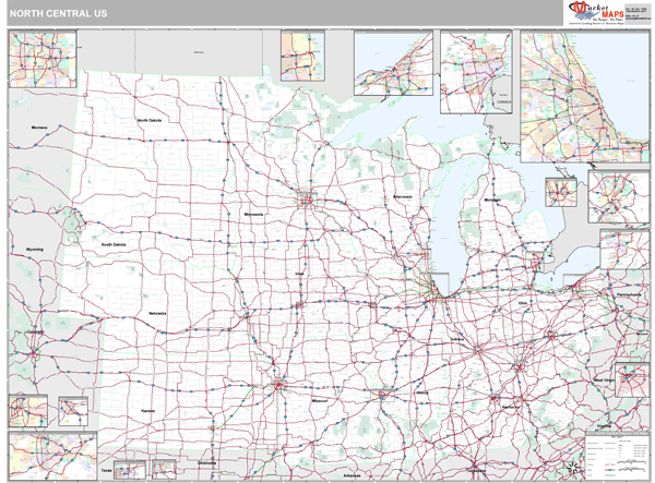 US North Central 2 Regional Wall Map