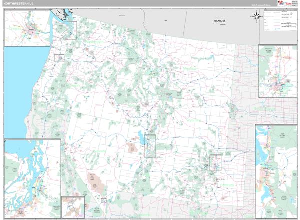 US Northwest 2 Regional Zip Code Wall Map