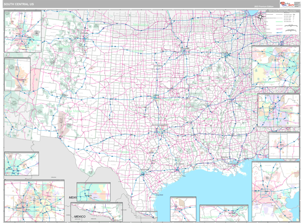 US South Central 2 Regional Wall Map
