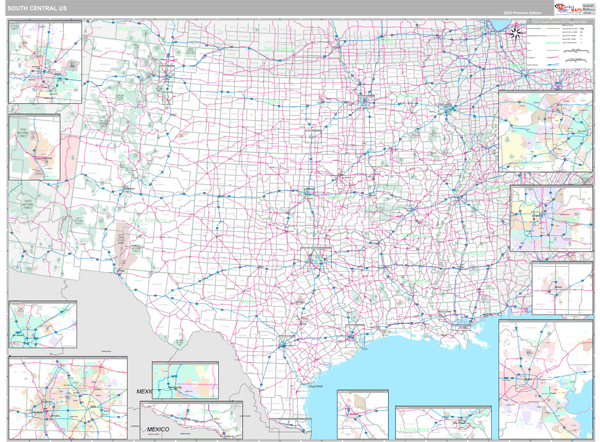 US South Central 2 Regional Zip Code Wall Map