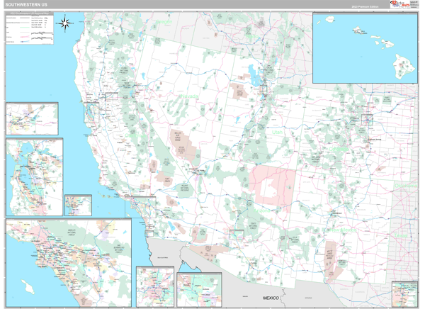 US Southwest Regional Wall Map