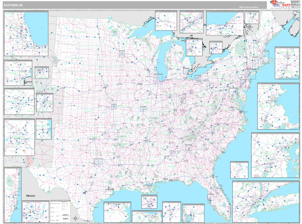 US Eastern Regional Wall Map