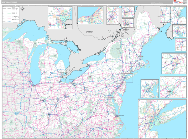 US Northeast Regional Wall Map