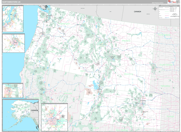 US Northwest Regional Wall Map