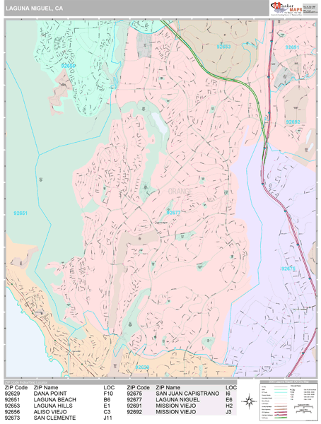 Laguna Niguel California Wall Map (Premium Style) by MarketMAPS