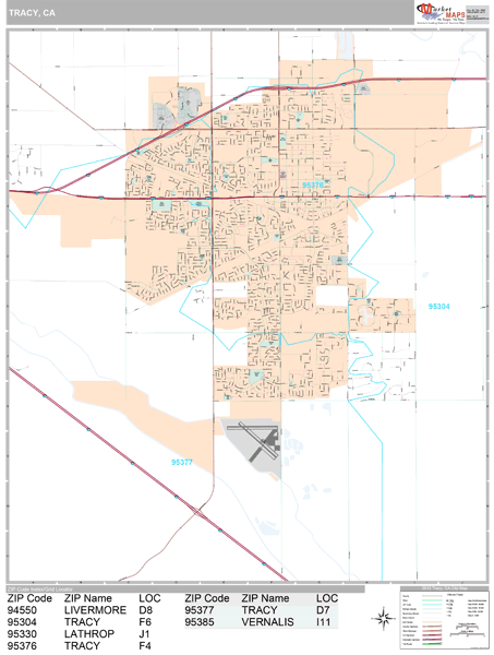 Tracy California Wall Map (Premium Style) by MarketMAPS