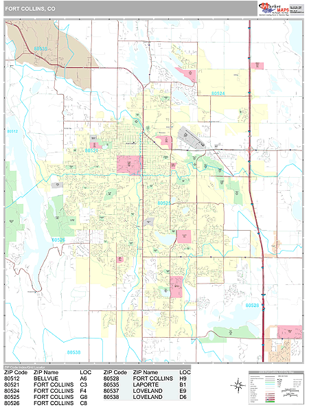 fort-collins-colorado-zip-code-wall-map-premium-style-by-marketmaps