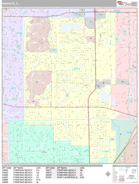 Margate Florida Wall Map Premium - FLmargate