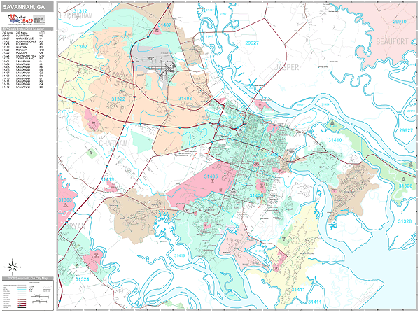 33 Savannah Zip Code Map - Maps Database Source
