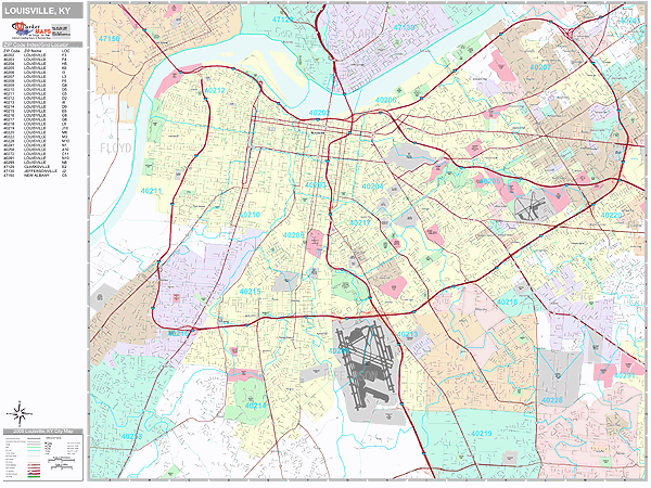 Louisville Kentucky Wall Map (Premium Style) by MarketMAPS